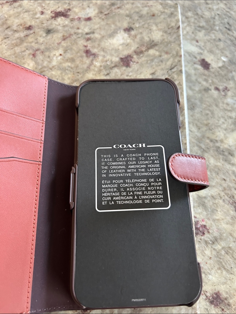 Coach Brown Signature Folio iPhone Case with Leather Snap - Picture 5 of 6